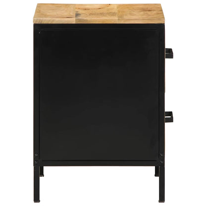 Nachttisch Braun und Schwarz 40 x 35 x 50 cm massives Mangoholz
