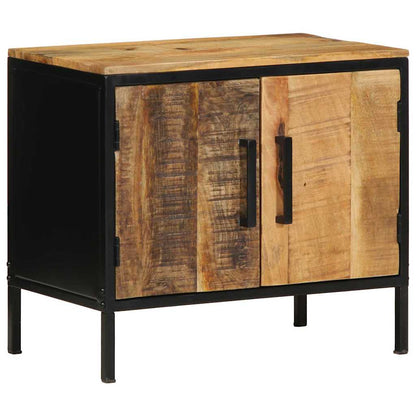 Nachttisch Braun und Schwarz 50 x 30 x 45 cm massives Mangoholz