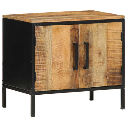 Nachttisch Braun und Schwarz 50 x 30 x 45 cm massives Mangoholz