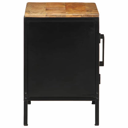 Nachttisch Braun und Schwarz 50 x 30 x 45 cm massives Mangoholz