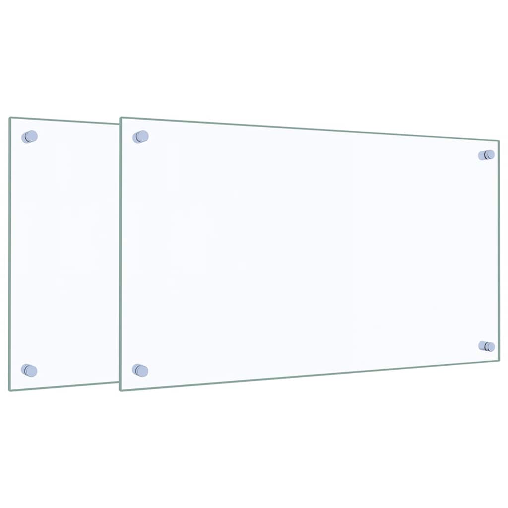 Küchenrückwände 2 Stk. Transparent 70x40 cm Hartglas