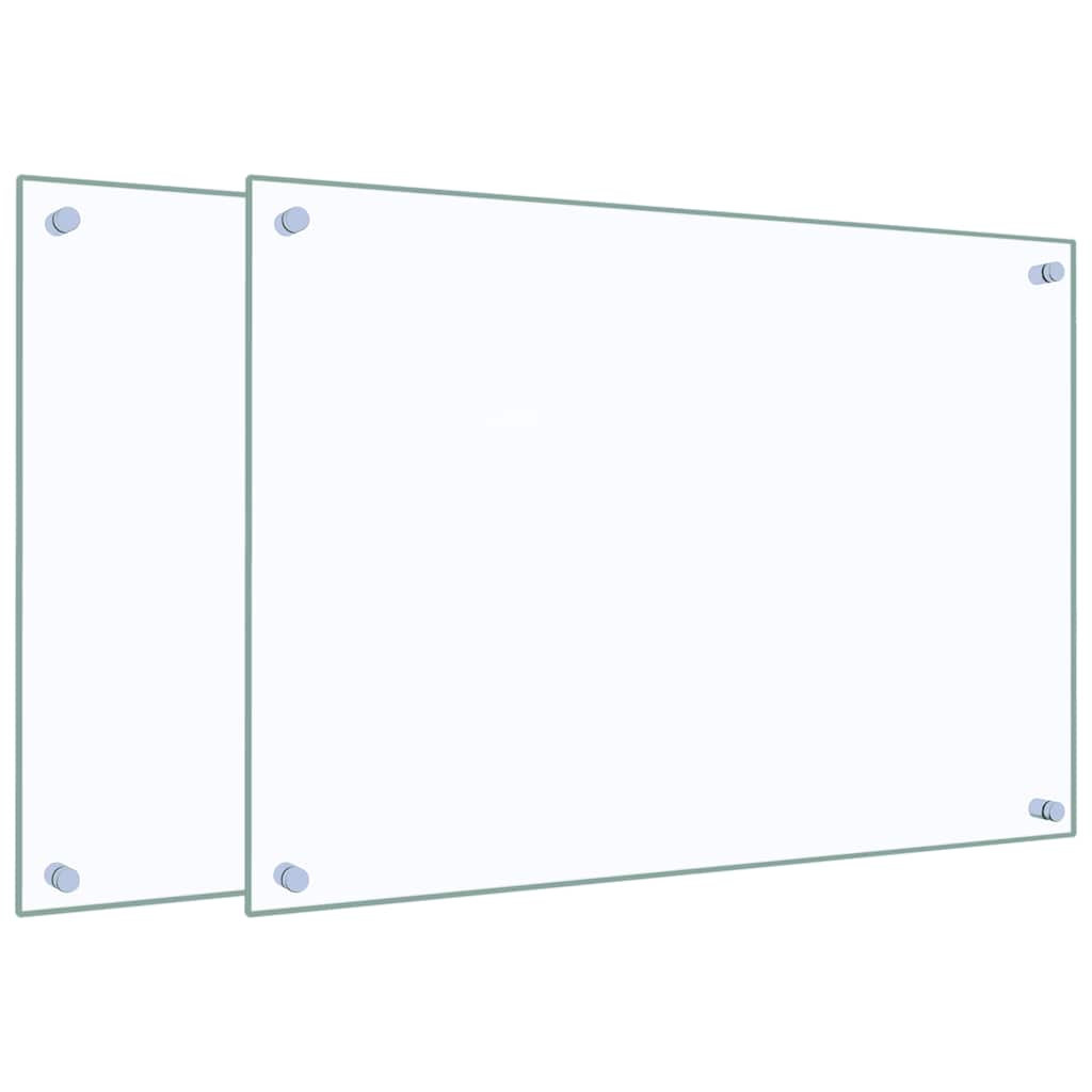 Küchenrückwände 2 Stk. Transparent 70x50 cm Hartglas