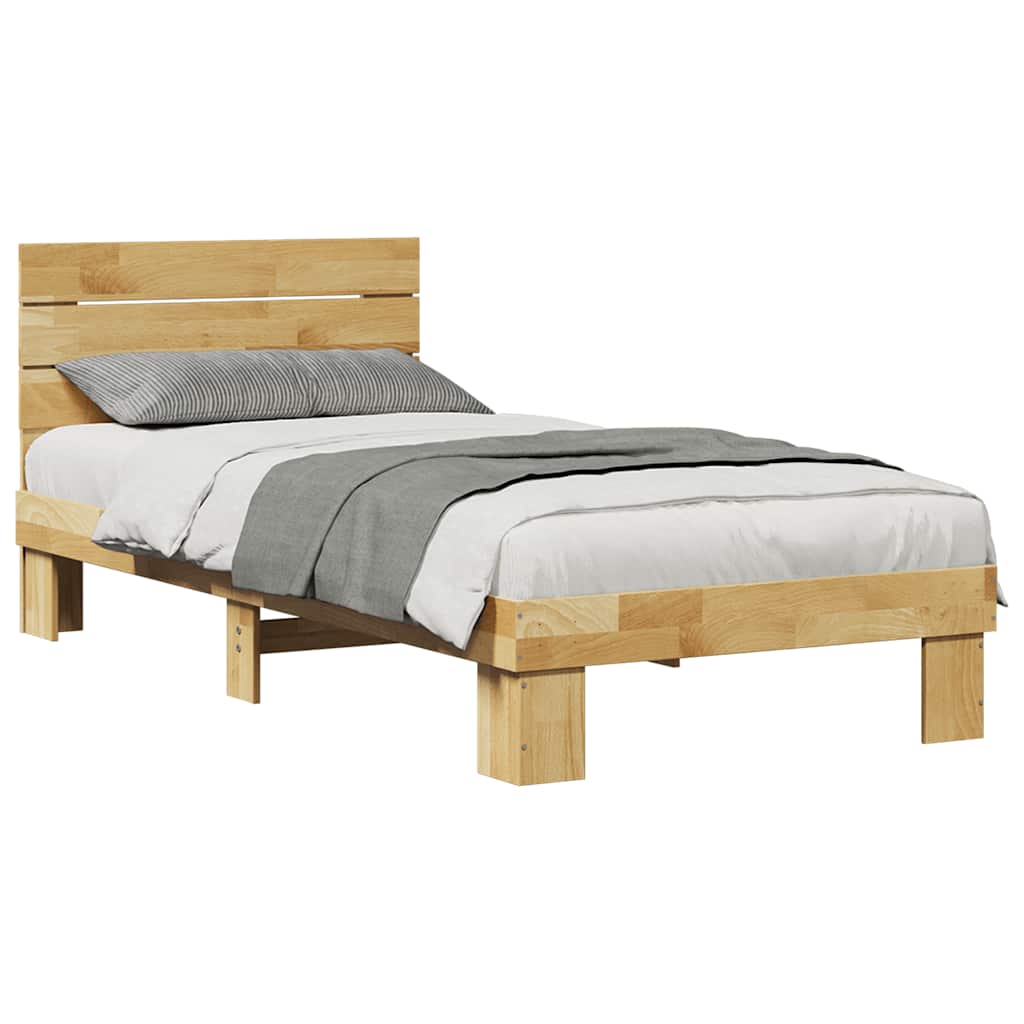 Massivholzbett mit Kopfteil ohne Matratze 100x200 cm Eichenholz