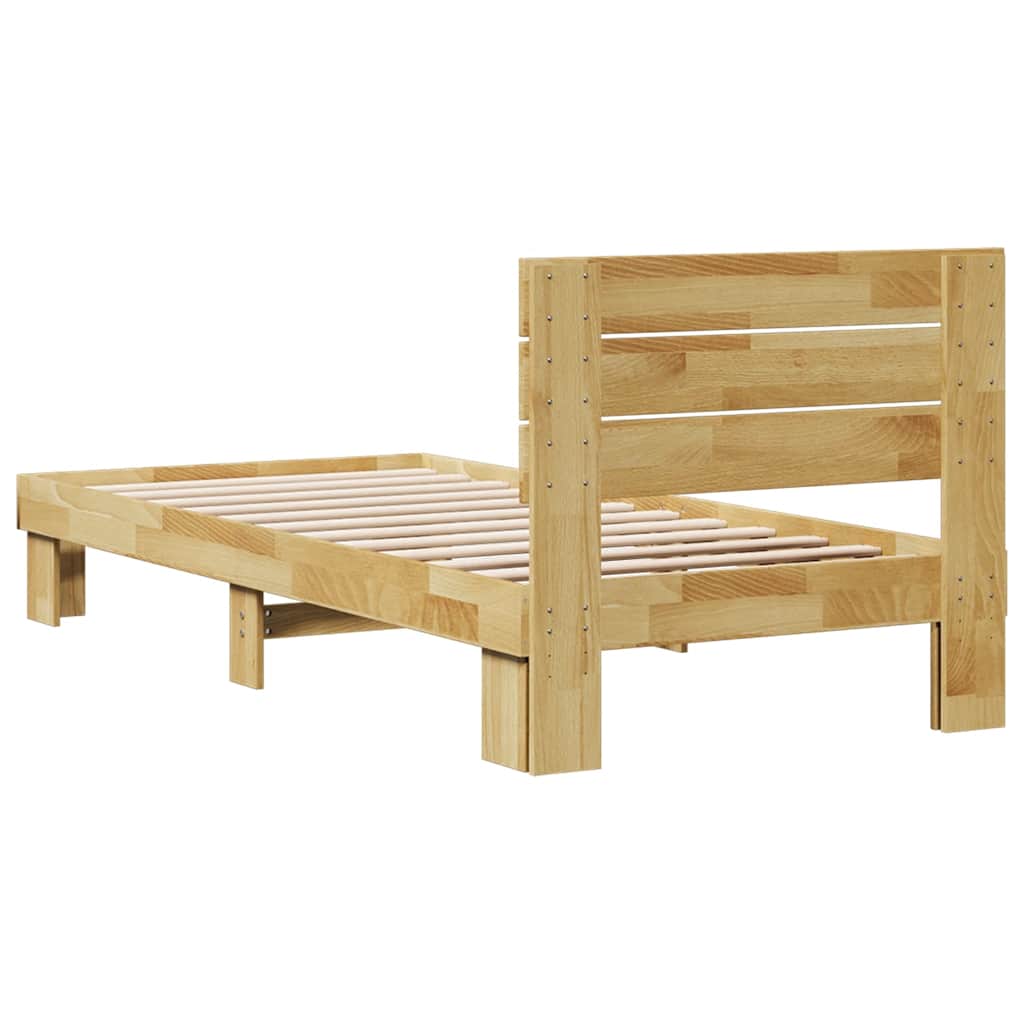 Massivholzbett mit Kopfteil ohne Matratze 100x200 cm Eichenholz