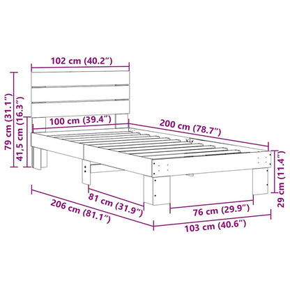 Massivholzbett mit Kopfteil ohne Matratze 100x200 cm Eichenholz