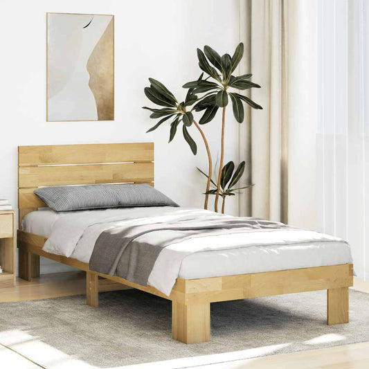 Massivholzbett mit Kopfteil ohne Matratze 100x200 cm Eichenholz