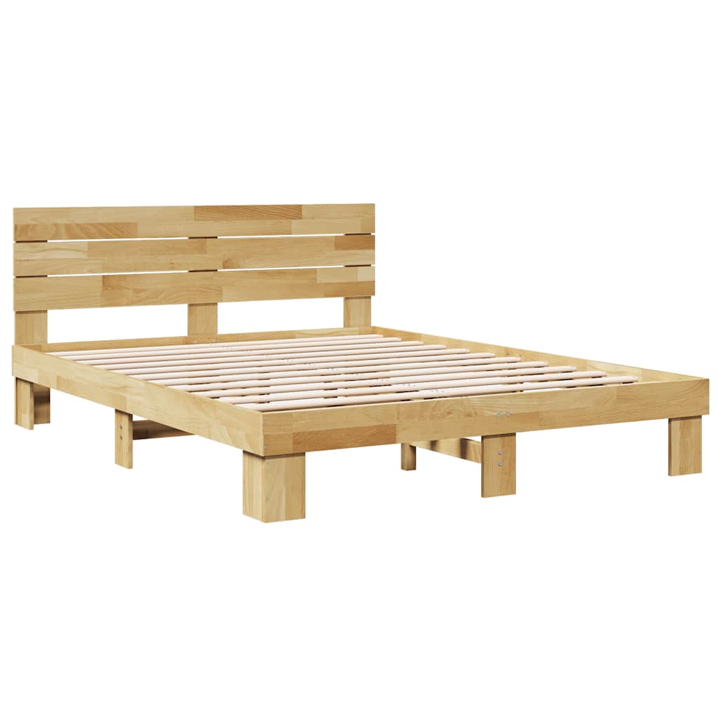 Massivholzbett mit Kopfteil ohne Matratze 150x200 cm Eichenholz