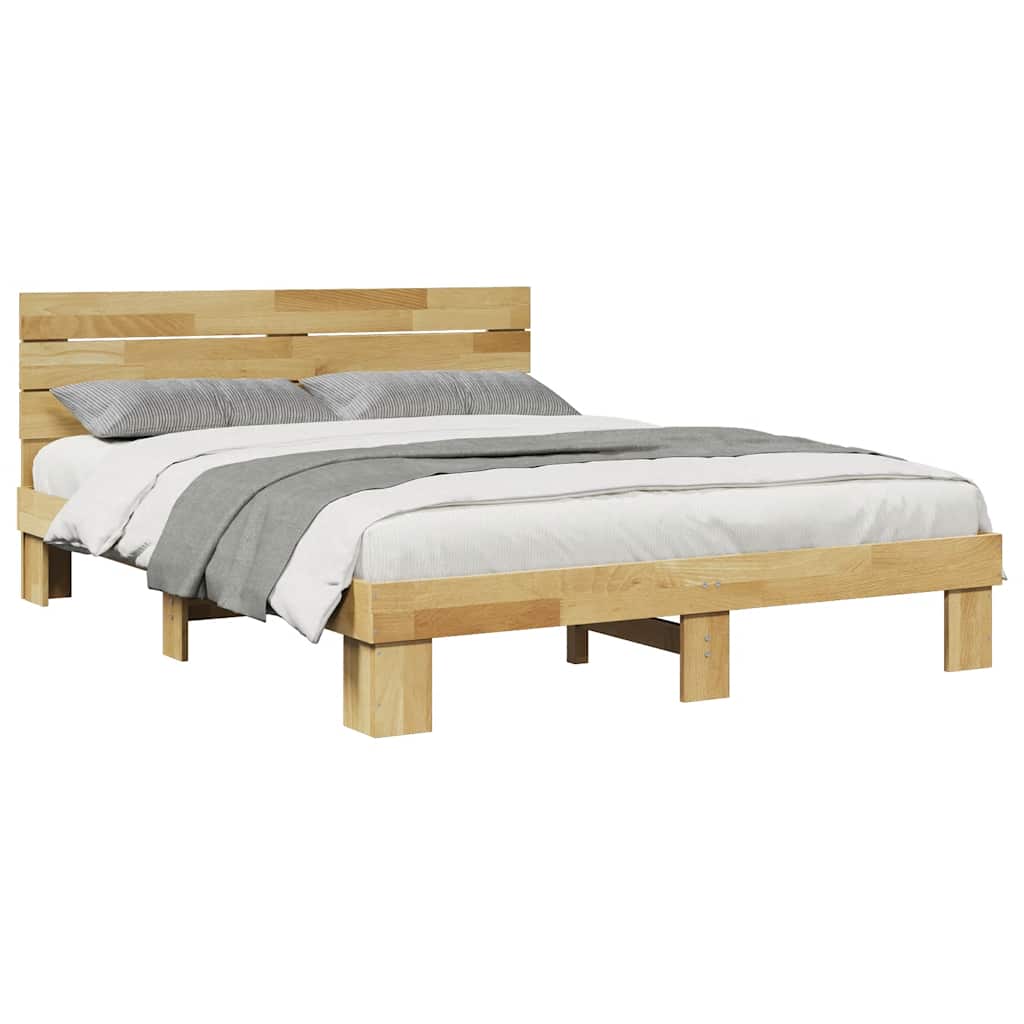 Massivholzbett mit Kopfteil ohne Matratze 150x200 cm Eichenholz