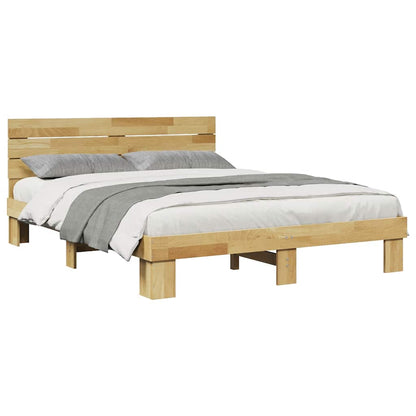 Massivholzbett mit Kopfteil ohne Matratze 150x200 cm Eichenholz