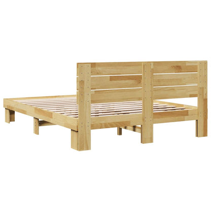 Massivholzbett mit Kopfteil ohne Matratze 150x200 cm Eichenholz
