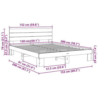 Massivholzbett mit Kopfteil ohne Matratze 150x200 cm Eichenholz