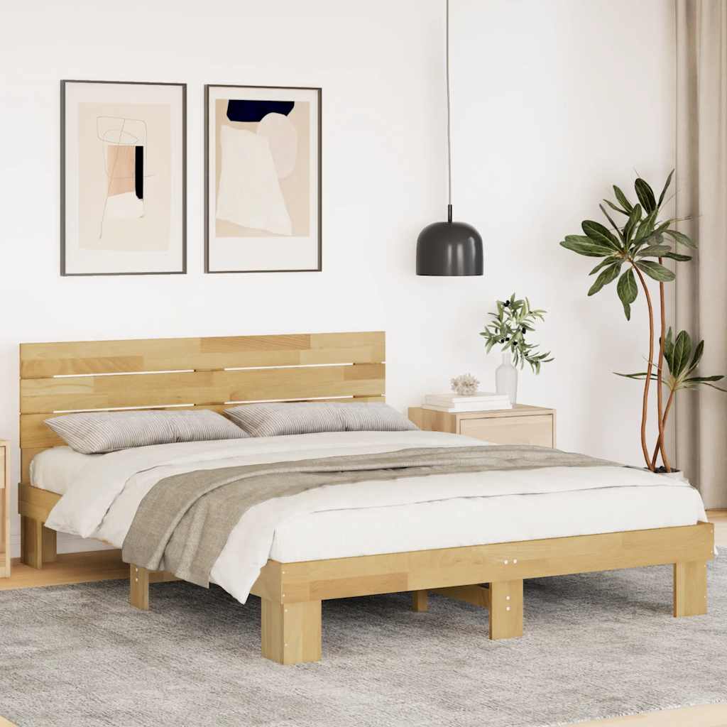 Massivholzbett mit Kopfteil ohne Matratze 150x200 cm Eichenholz