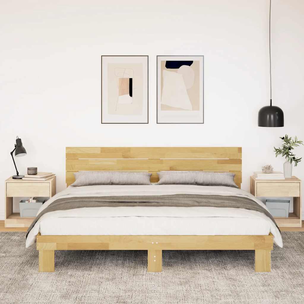 Massivholzbett mit Kopfteil ohne Matratze 180x200 cm Eichenholz