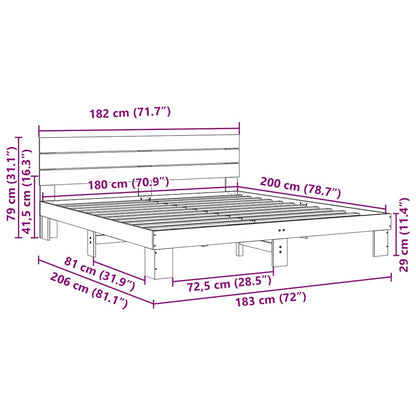 Massivholzbett mit Kopfteil ohne Matratze 180x200 cm Eichenholz