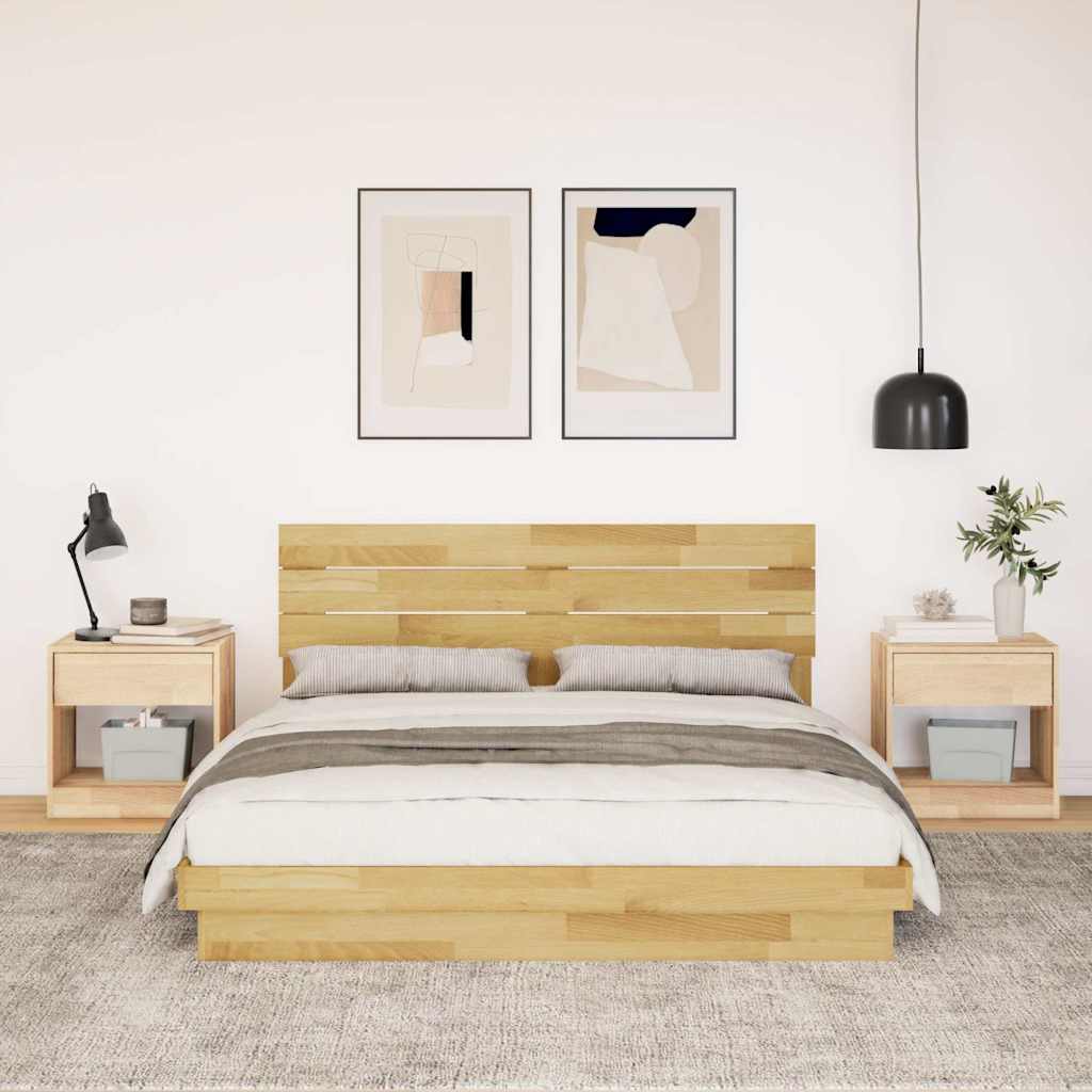 Massivholzbett mit Kopfteil ohne Matratze 140x190 cm Eichenholz