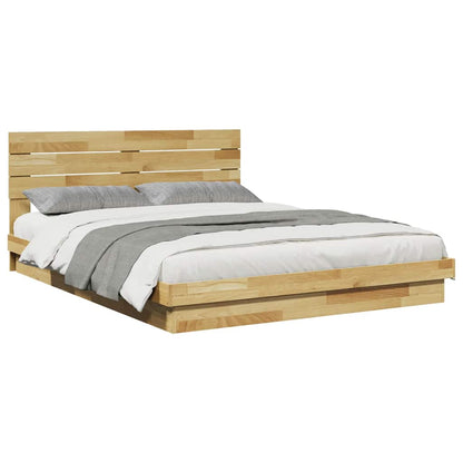 Massivholzbett mit Kopfteil ohne Matratze 140x190 cm Eichenholz
