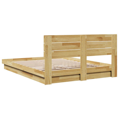 Massivholzbett mit Kopfteil ohne Matratze 140x190 cm Eichenholz