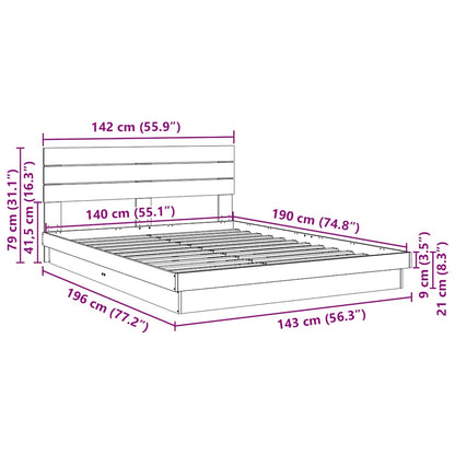 Massivholzbett mit Kopfteil ohne Matratze 140x190 cm Eichenholz