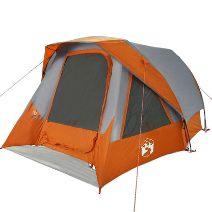 Campingzelt 4 Personen Grau und Orange Wasserdicht