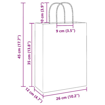 Papiertragetaschen 50 Stk. mit Henkeln Braun 26x12x35 cm