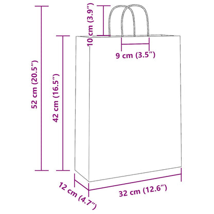 Papiertragetaschen 50 Stk. mit Henkeln Braun 32x12x42 cm