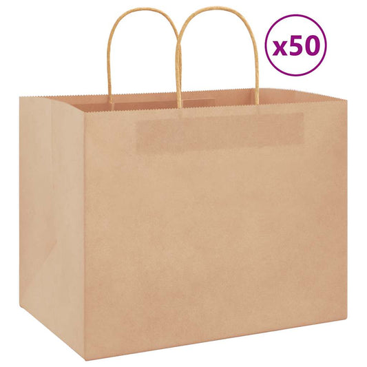 Papiertragetaschen 50 Stk. mit Henkeln Braun 32x22x24 cm