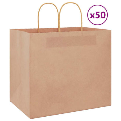 Papiertragetaschen 50 Stk. mit Henkeln Braun 32x22x28 cm