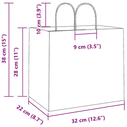 Papiertragetaschen 50 Stk. mit Henkeln Braun 32x22x28 cm