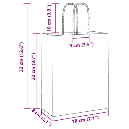 Papiertragetaschen 250 Stk. mit Henkeln Braun 18x8x22 cm