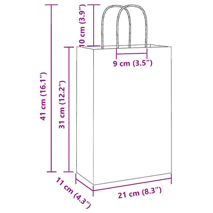 Papiertragetaschen 250 Stk. mit Henkeln Braun 21x11x31 cm