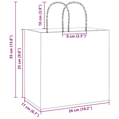 Papiertragetaschen 250 Stk. mit Henkeln Braun 26x17x25 cm