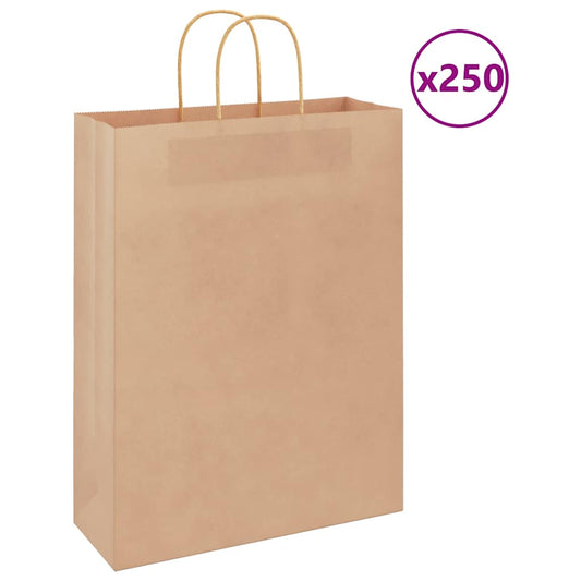 Papiertragetaschen 250 Stk. mit Henkeln Braun 32x12x42 cm