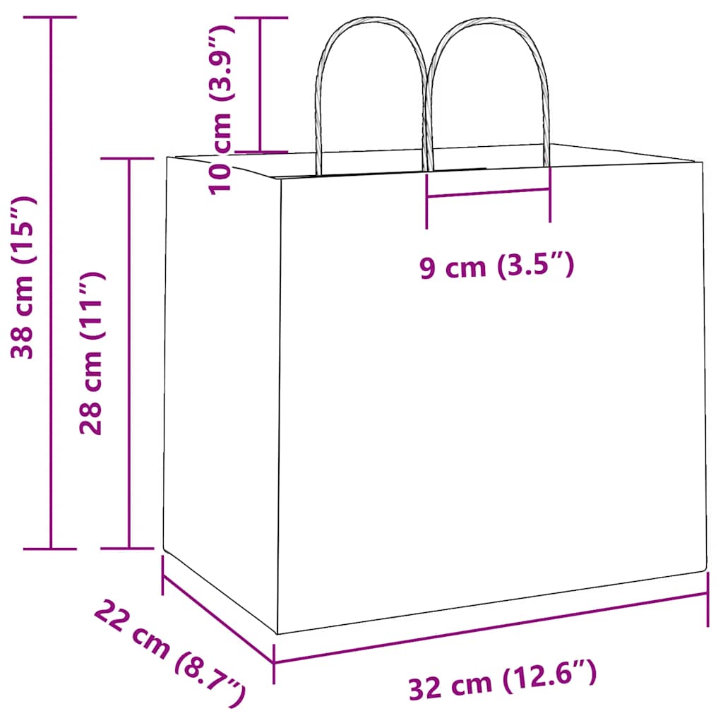 Papiertragetaschen 250 Stk. mit Henkeln Braun 32x22x28 cm