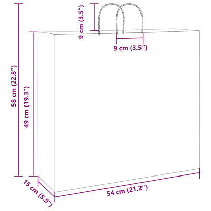 Papiertragetaschen 250 Stk. mit Henkeln Braun 54x15x49 cm