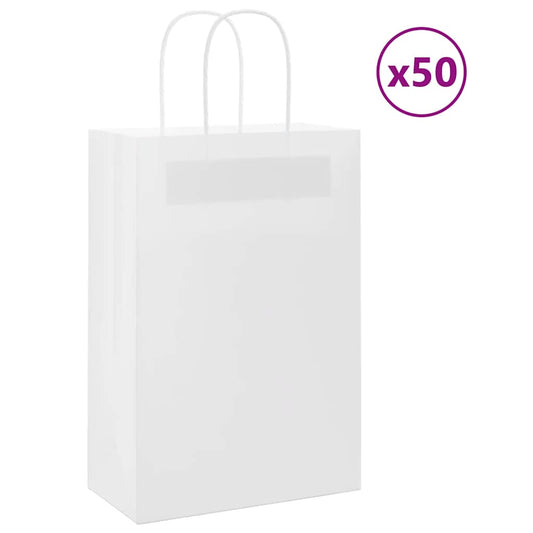 Papiertragetaschen 50 Stk. mit Henkeln Weiß 21x11x31 cm