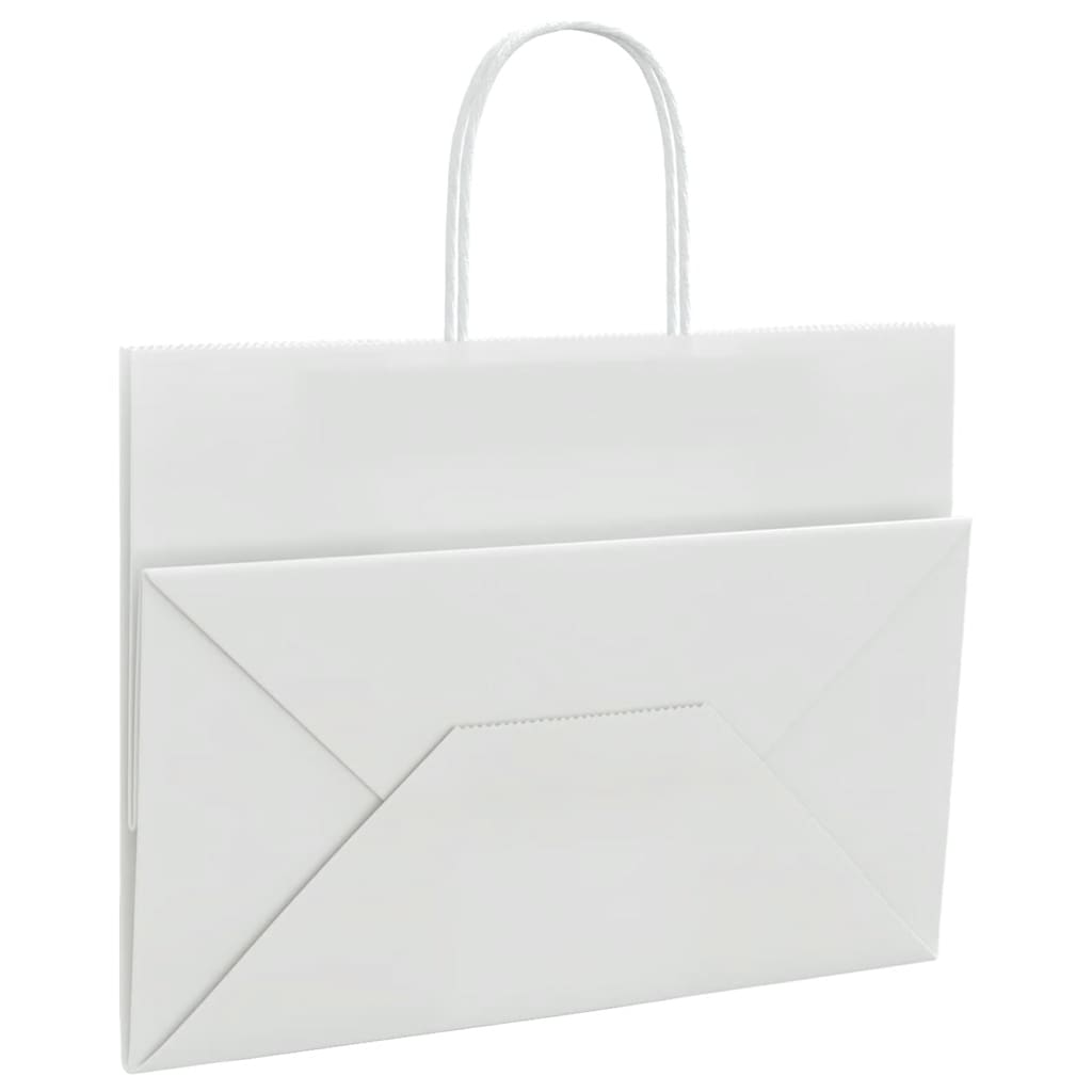 Papiertragetaschen 50 Stk. mit Henkeln Weiß 32x17x25 cm