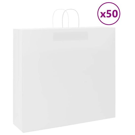 Papiertragetaschen 50 Stk. mit Henkeln Weiß 54x15x49 cm