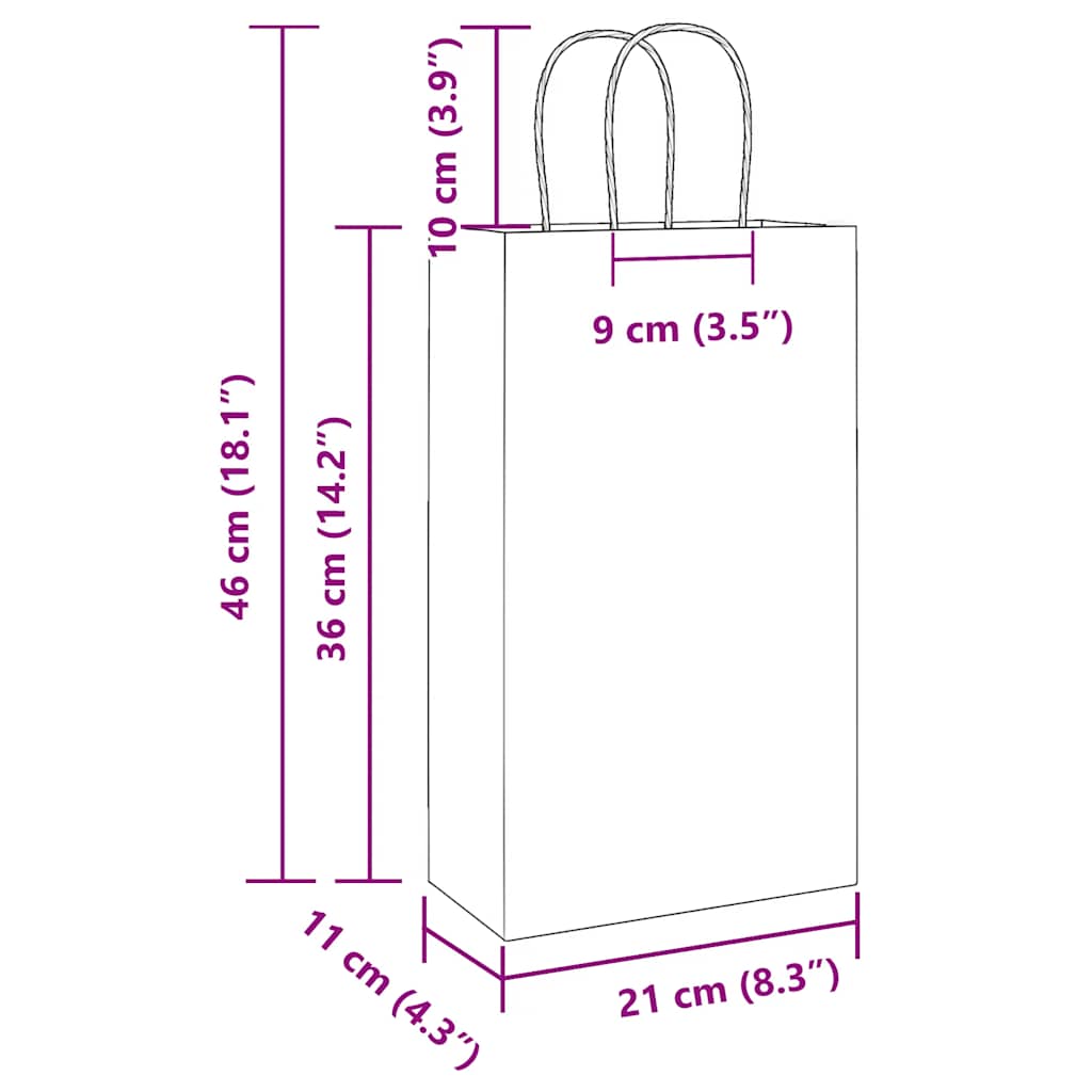 Papiertragetaschen 250 Stk. mit Henkeln Weiß 21x11x36 cm