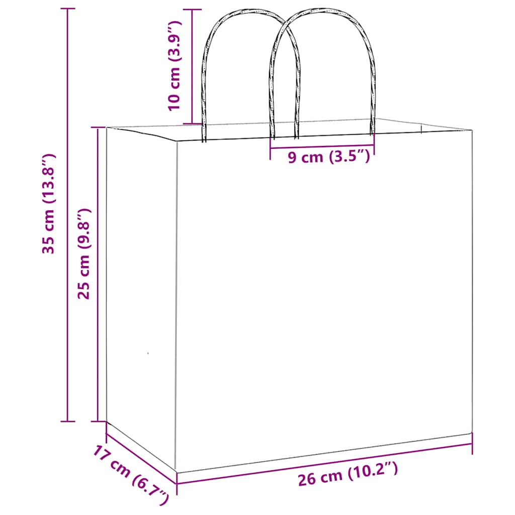 Papiertragetaschen 250 Stk. mit Henkeln Weiß 26x17x25 cm