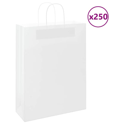 Papiertragetaschen 250 Stk. mit Henkeln Weiß 32x12x42 cm