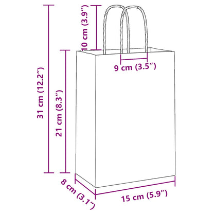 Papiertragetaschen 50 Stk. mit Henkeln Schwarz 15x8x21 cm