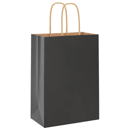 Papiertragetaschen 50 Stk. mit Henkeln Schwarz 15x8x21 cm