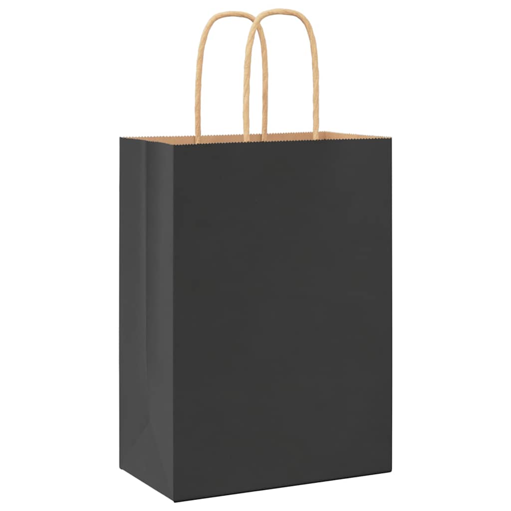 Papiertragetaschen 50 Stk. mit Henkeln Schwarz 15x8x21 cm