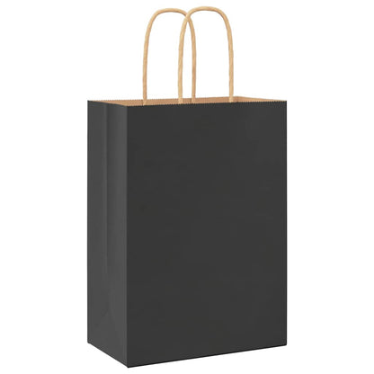Papiertragetaschen 50 Stk. mit Henkeln Schwarz 15x8x21 cm