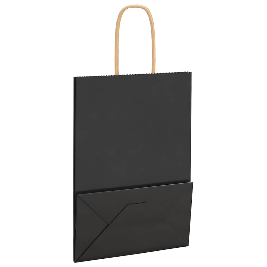 Papiertragetaschen 50 Stk. mit Henkeln Schwarz 15x8x21 cm