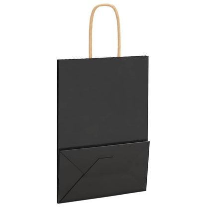 Papiertragetaschen 50 Stk. mit Henkeln Schwarz 15x8x21 cm