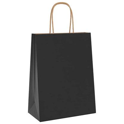 Papiertragetaschen 50 Stk. mit Henkeln Schwarz 21x11x28 cm
