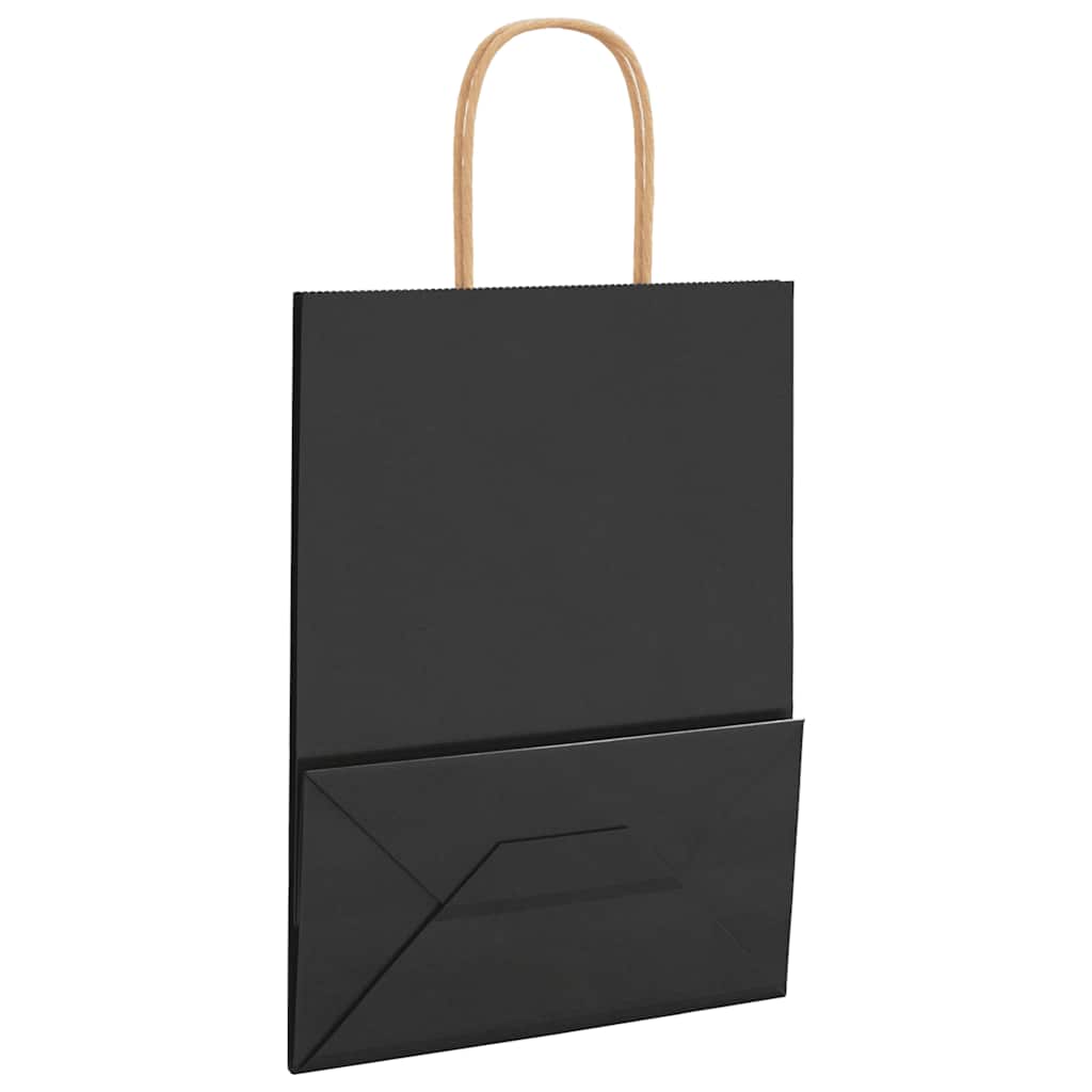 Papiertragetaschen 50 Stk. mit Henkeln Schwarz 21x11x28 cm