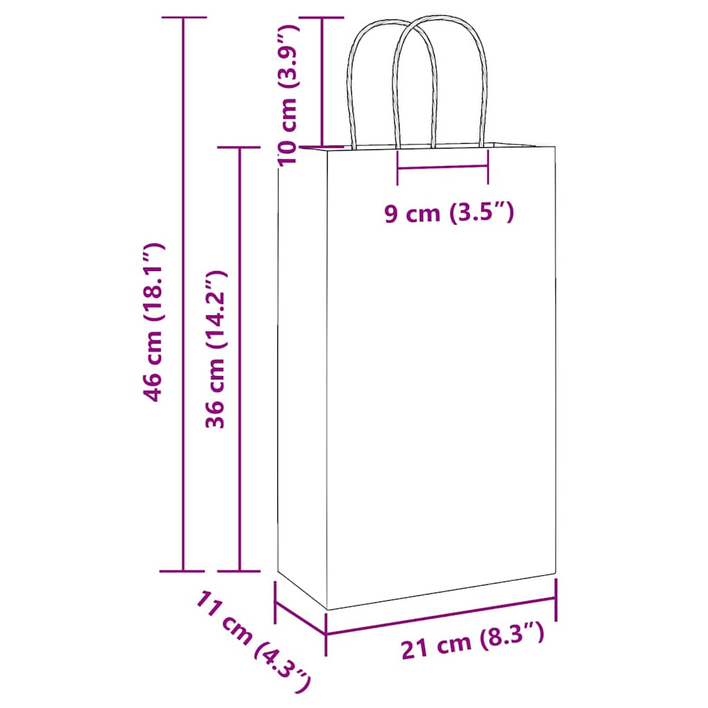 Papiertragetaschen 50 Stk. mit Henkeln Schwarz 21x11x36 cm