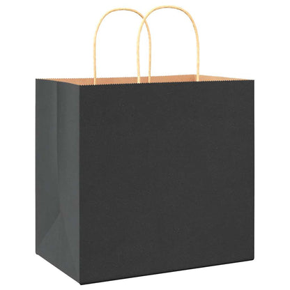 Papiertragetaschen 50 Stk. mit Henkeln Schwarz 26x17x25 cm